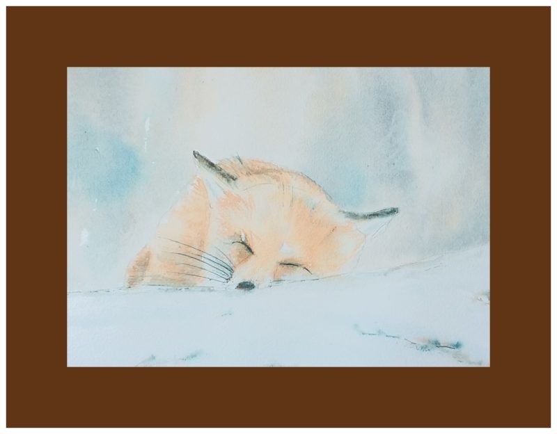 watercolour snowy mr fox